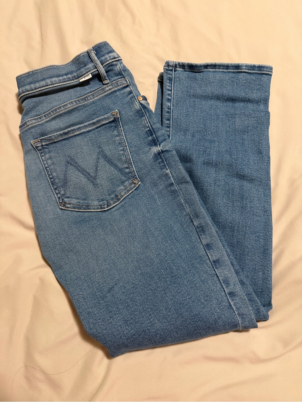 MOTHER Light Blue Crop Straight Leg Jeans 31